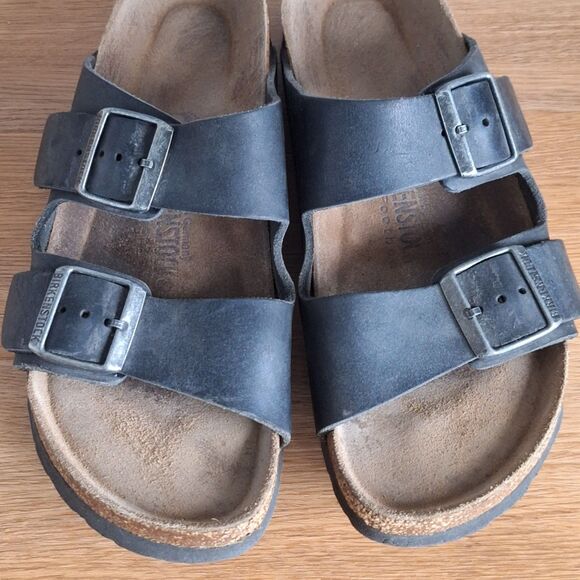 Birkenstock Arizona Oiled Leather Sandal Black Women EU 39 US 8 Narrow - Picture 9 of 12